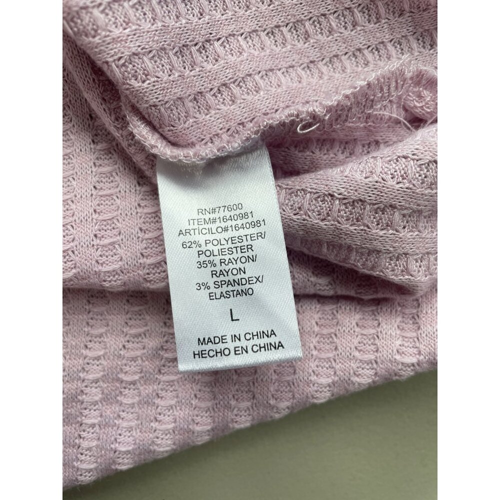 Chaser Waffle Knit Thermal Top Size Large V Neck Long Sleeve Pink Relaxed Staple - Picture 6 of 10